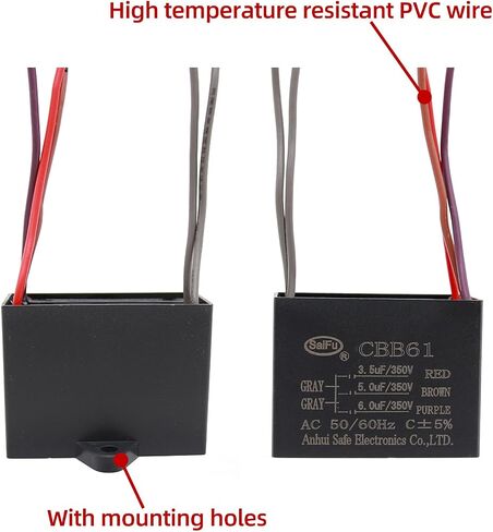 CBB61 Capacitor 4.5uf+6uf+6uf 350V AC Ceiling Fan 4 Wire 50/60Hz for Starting Electric Fan Generator Pump Motor in Saudi Arabia
