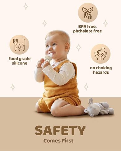 2 Packs Baby Fruit Feeder & Freezer Nibble Tray Combo, Push Pop Baby Food Feeder to Safely Introduce New Foods, Fresh & Frozen Food Silicone Feeder, 100% Food Grade, BPA free (Caramel & Olive) in Saudi Arabia