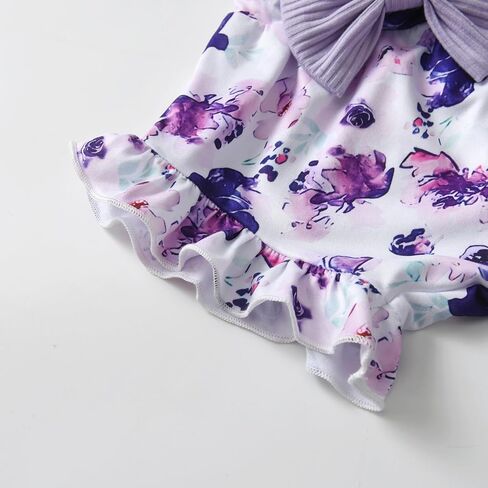 Infant Baby Girl Clothes Summer Ruffle Sleeve Romper Floral Shorts Headband 3Pcs Outfits Set in Saudi Arabia