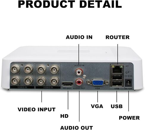 5MP Lite 8CH DVR Digital Video Recorder, RUSFEIDA 5M-N 6 in 1 AHD/TVI/CVI/XVI/CVBS/IP Analog Security Camera System, Face Detection, 24/7 Recording (HDD Not Include) in Saudi Arabia