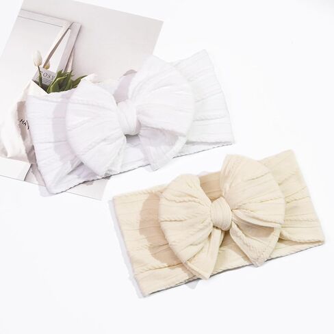 CÉLLOT 6 Pcs Super Stretchy Soft Handmade Headbands with Double Bows Head Wrap Nylon Hair Accessories For Newborn Baby Girls Infant Toddlers Kids(Pink) in Saudi Arabia