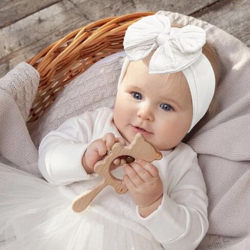 CÉLLOT 6 Pcs Super Stretchy Soft Handmade Headbands with Double Bows Head Wrap Nylon Hair Accessories For Newborn Baby Girls Infant Toddlers Kids(Pink) in Saudi Arabia