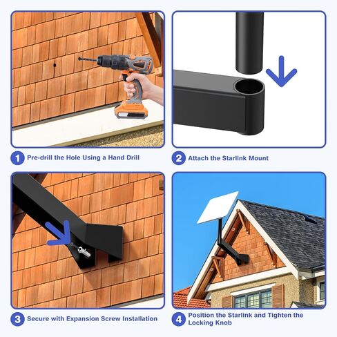 Starlink Mounting Kit, Starlink Long Wall Mount Bracket for Satellite Internet - Durable Long Arm, Easy Installation, Weather-Resistant Design, Compatible with V2 Starlink in Kuwait