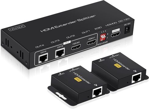 avedio links 1X2 HDMI Extender Splitter 165ft (50m) مع 2 حلقة HDMI محلية، 1080P @ 60 هرتز HDMI موسع 1 في 2 خارج CAT 5e / 6 مع مصدر طاقة POC، 3D EDID، HDMI إلى Ethernet لعصا النار، صندوق التلفزيون in Kuwait