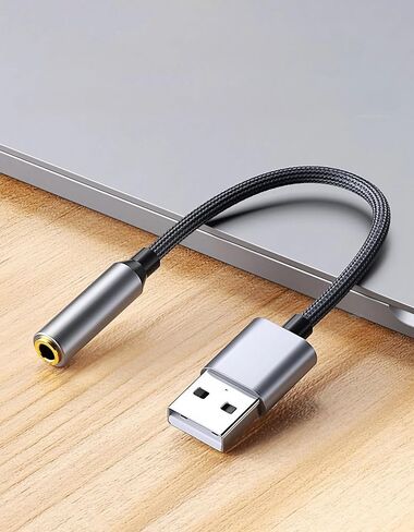 USB to 3.5mm Jack Audio Adapter supports mic, PS4 Laptop Desktop Computer USB Sound Card in Saudi Arabia