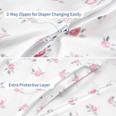 PHF 70% Rayon Derived from Bamboo and 30% Cotton Baby Sleep Sacks 0-6 Months, Baby Sleeping Bag 2-Way Zipper, 2 Pack 0.5 TOG Soft and Breathable Wearable Blanket for Baby Boys Small Size, Dinosaur in Kuwait