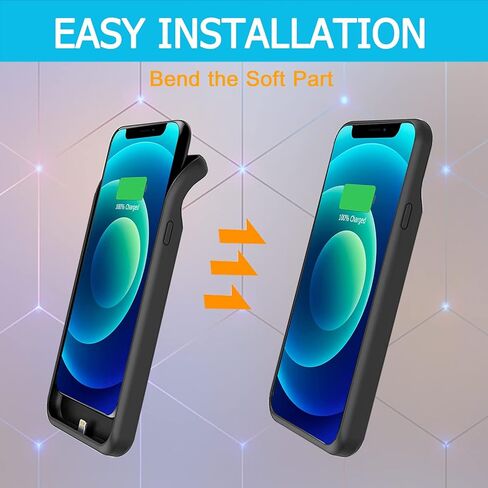 Battery Case for iPhone 12 Mini, Upgraded 6500mAh Ultra-Slim Portable Rechargeable Extended Battery Pack Charging Case Compatible with iPhone 12 Mini (5.4 inch) Charger Case Support Carplay (Black) in Kuwait