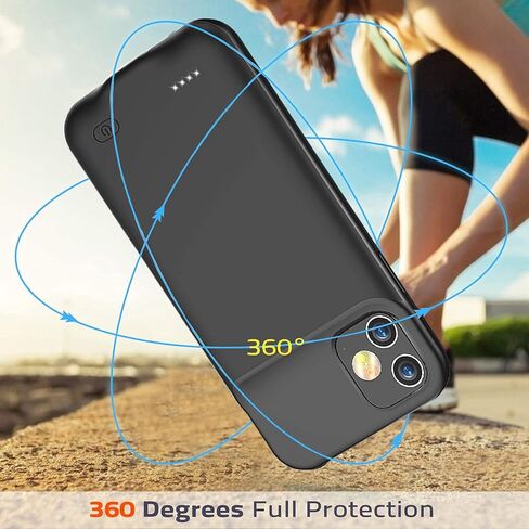 Battery Case for iPhone 12 Mini, Upgraded 6500mAh Ultra-Slim Portable Rechargeable Extended Battery Pack Charging Case Compatible with iPhone 12 Mini (5.4 inch) Charger Case Support Carplay (Black) in Kuwait