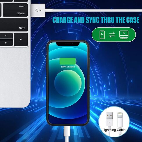 Battery Case for iPhone 12 Mini, Upgraded 6500mAh Ultra-Slim Portable Rechargeable Extended Battery Pack Charging Case Compatible with iPhone 12 Mini (5.4 inch) Charger Case Support Carplay (Black) in Kuwait