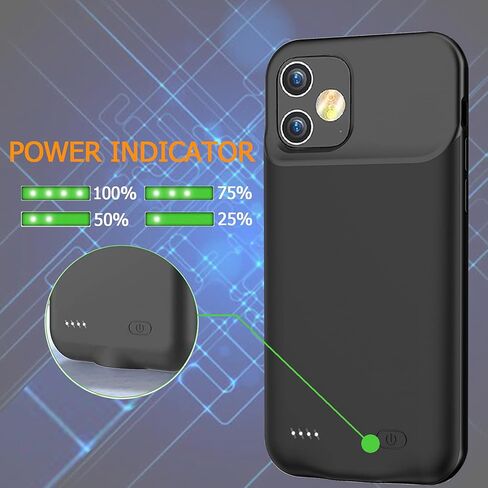 Battery Case for iPhone 12 Mini, Upgraded 6500mAh Ultra-Slim Portable Rechargeable Extended Battery Pack Charging Case Compatible with iPhone 12 Mini (5.4 inch) Charger Case Support Carplay (Black) in Kuwait