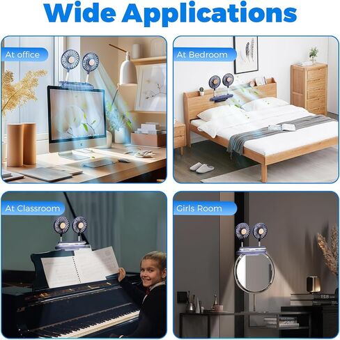 Computer Monitor Light Bar with Fan, Two-Head Personal Cooling Fan Monitor Clip Quiet USB Fan Flip-Open LED Lamp, Level 3 brightness, 3 Wind Speeds，for Laptop, Flat & Curved Monitors (Deepsea Blue) in Saudi Arabia