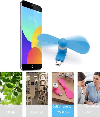 مروحة صغيرة USB من النوع C - 6 عبوات من مروحة صغيرة من النوع C للهاتف، مراوح لهاتف Samsung Galaxy Note A12 A10 A9 Star S22 S21 in Kuwait