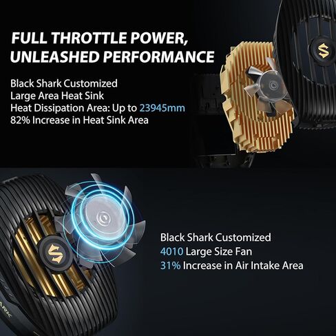 مبرد للهاتف الخلوي Black Shark Fun Cooler 4، مروحة كبيرة بقدرة 15 وات 4010 | انخفاض درجات الحرارة بما يصل إلى 30 درجة مئوية | أضواء RGB | مروحة تبريد مشعاع مقاس 30 مم × 30 مم لنظام iOS/Android باللون الأسود in Kuwait