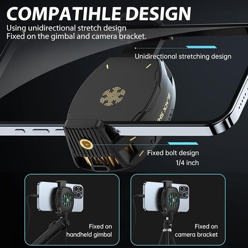 مبرد للهاتف الخلوي Black Shark Fun Cooler 4، مروحة كبيرة بقدرة 15 وات 4010 | انخفاض درجات الحرارة بما يصل إلى 30 درجة مئوية | أضواء RGB | مروحة تبريد مشعاع مقاس 30 مم × 30 مم لنظام iOS/Android باللون الأسود in Kuwait