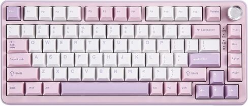 YUNZII B75 PRO Wireless Mechanical Keyboard,75% Layout with Knob,Hot Swap Gasket Custom Structure,Creamy Pre-lubed Switches,RGB Backlit,Bluetooth/Type-C/2.4G for Win/Mac(Milk Switch,Pink) in Saudi Arabia