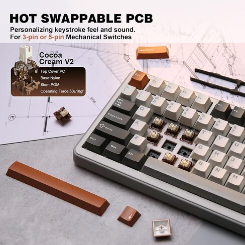 YUNZII B75 PRO Wireless Mechanical Keyboard,75% Layout with Knob,Hot Swap Gasket Custom Structure,Creamy Pre-lubed Switches,RGB Backlit,Bluetooth/Type-C/2.4G for Win/Mac(Milk Switch,Pink) in Saudi Arabia