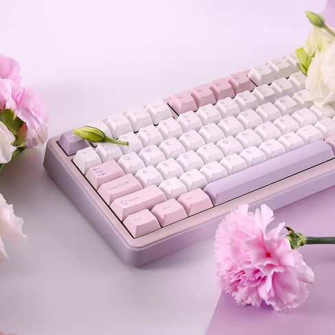 YUNZII B75 PRO Wireless Mechanical Keyboard,75% Layout with Knob,Hot Swap Gasket Custom Structure,Creamy Pre-lubed Switches,RGB Backlit,Bluetooth/Type-C/2.4G for Win/Mac(Milk Switch,Pink) in Saudi Arabia