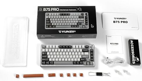 YUNZII B75 PRO لوحة مفاتيح ميكانيكية لاسلكية بنسبة 75% (أخضر ماتشا، كاكاو V2) in Kuwait