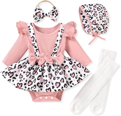 Unutiylo Preemie Newborn Baby Girl Clothes Romper Suspender Dress Fall Winter Outfits Ruffle Long Sleeve Jumpsuit in Saudi Arabia