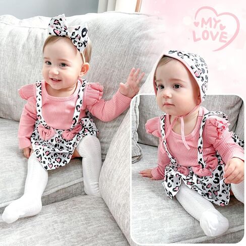 Unutiylo Preemie Newborn Baby Girl Clothes Romper Suspender Dress Fall Winter Outfits Ruffle Long Sleeve Jumpsuit in Saudi Arabia