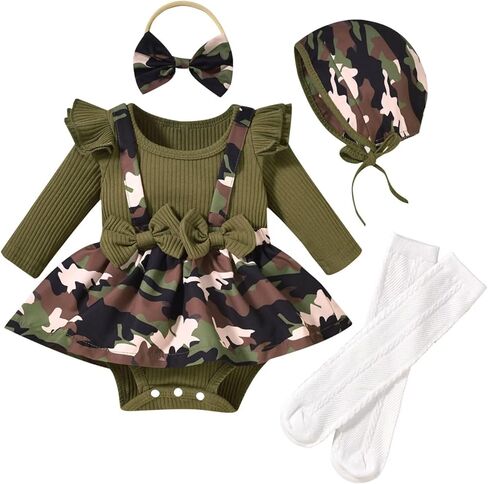 Unutiylo Preemie Newborn Baby Girl Clothes Romper Suspender Dress Fall Winter Outfits Ruffle Long Sleeve Jumpsuit in Saudi Arabia