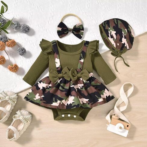 Unutiylo Preemie Newborn Baby Girl Clothes Romper Suspender Dress Fall Winter Outfits Ruffle Long Sleeve Jumpsuit in Saudi Arabia