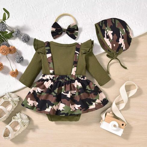 Unutiylo Preemie Newborn Baby Girl Clothes Romper Suspender Dress Fall Winter Outfits Ruffle Long Sleeve Jumpsuit in Saudi Arabia