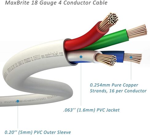 100 ft. 18AWG Low Voltage LED Cable 4 Conductor In-Wall Jacketed Pure Copper Speaker Wire UL Listed Class 2 in Saudi Arabia