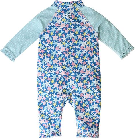 بدلة سباحة للفتيات الصغيرات من الأشعة فوق البنفسجية SKINZ مع حماية من أشعة الشمس بعامل حماية من أشعة الشمس 50+ - بدلة سباحة لكامل الجسم للطفل، ملابس حماية من الأشعة فوق البنفسجية للأطفال، بدلة سباحة للفتيات الصغيرات - حفلة نجم البحر - 3/6 م in Kuwait