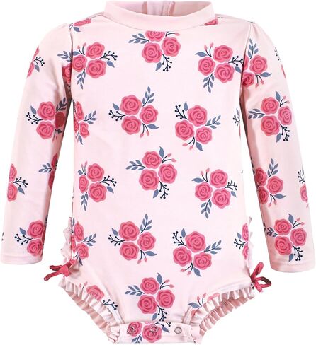 Hudson Baby Baby Girl's Rashguard Toddler Swimsuit, Pink Navy Roses, 6-9 Months in Saudi Arabia