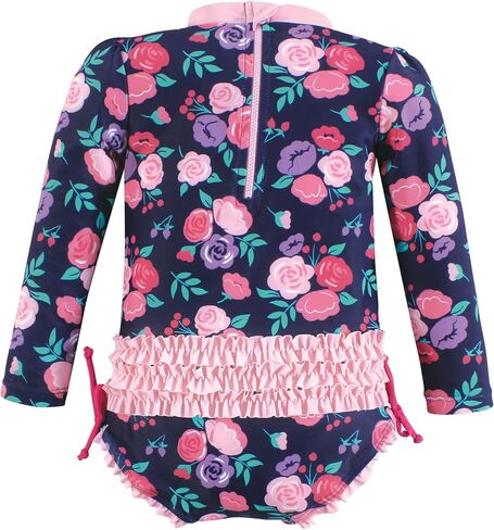 بدلة سباحة للأطفال الصغار Rashguard من Hudson Baby Baby، باللون الأزرق الداكن والزهور الوردية الزاهية، 2T in Saudi Arabia