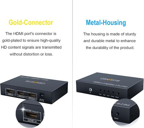 مقسم HDMI 4K 1 في 2 للشاشات المزدوجة، شاشة HDMI 4K30HZ مكررة/مرآة، يدعم HDMI 1.4، تشغيل فيديو ثلاثي الأبعاد in Kuwait