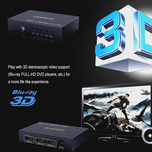 مقسم HDMI 4K 1 في 2 للشاشات المزدوجة، شاشة HDMI 4K30HZ مكررة/مرآة، يدعم HDMI 1.4، تشغيل فيديو ثلاثي الأبعاد in Kuwait
