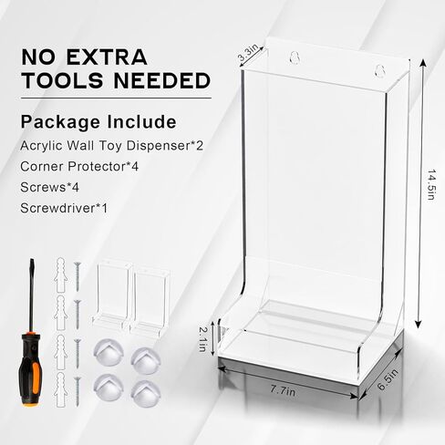 عبوة من قطعتين من موزع الألعاب الجداري الأكريليك مع واقيات الزوايا وأجهزة التثبيت - تعزيز تنظيم اللعبة وسلامتها - تخزين الحلوى in Kuwait