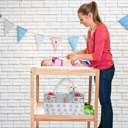 Designer Baby Diaper Caddy Organizer - Portable Diaper Bag Organizer | Nursery Bag for Changing Table | Car Organizer (Happy Whale) in Saudi Arabia