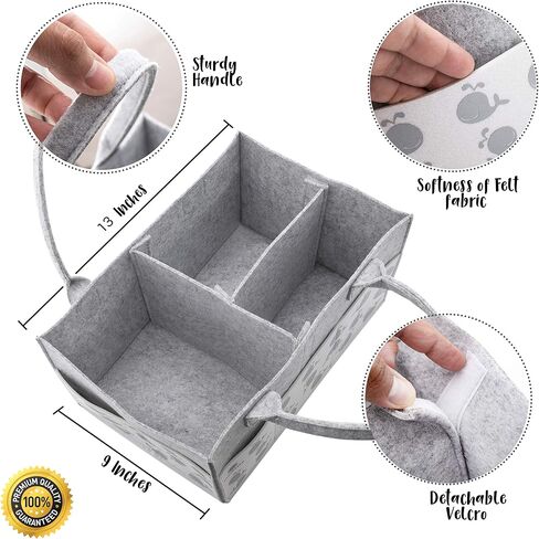 Designer Baby Diaper Caddy Organizer - Portable Diaper Bag Organizer | Nursery Bag for Changing Table | Car Organizer (Happy Whale) in Saudi Arabia
