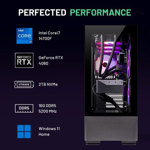 Skytech Archangel Gaming PC, Intel i5 14400F 2.5 GHz (4.7GHz Turbo Boost), NVIDIA RTX 4060 Ti 8GB GDDR6X, 2TB SSD, 16GB DDR5 RAM 5200, 650W Gold PSU, Wi-Fi, Win 11 Home in Saudi Arabia