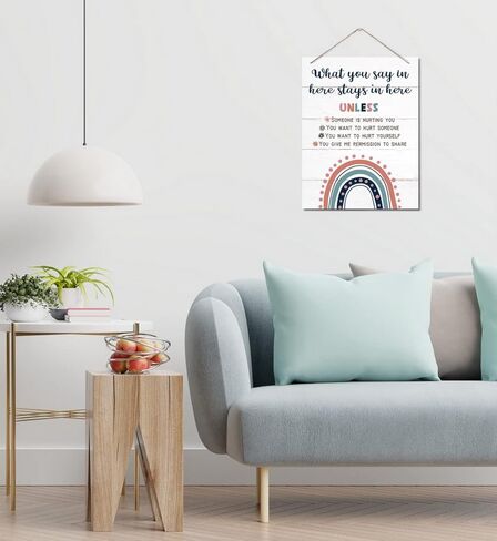 Growth Mindset Decor Sign, Hanging Printed Wall Plaque Wood Signs, School Psychologist Wall Art for Office Decor, Counselor Posters CBT Classroom Challenging Negative Thoughts, Gifts for Kids 10X7.8in in Saudi Arabia