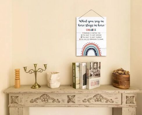 Growth Mindset Decor Sign, Hanging Printed Wall Plaque Wood Signs, School Psychologist Wall Art for Office Decor, Counselor Posters CBT Classroom Challenging Negative Thoughts, Gifts for Kids 10X7.8in in Saudi Arabia