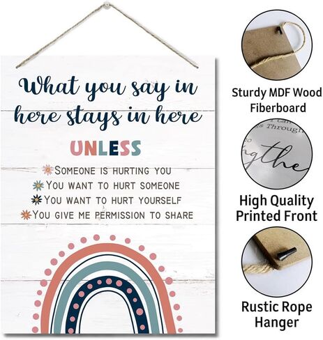 Growth Mindset Decor Sign, Hanging Printed Wall Plaque Wood Signs, School Psychologist Wall Art for Office Decor, Counselor Posters CBT Classroom Challenging Negative Thoughts, Gifts for Kids 10X7.8in in Saudi Arabia