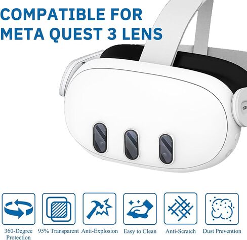 Camera Lens Protector Compatible for Oculus Meta Quest 3,Thin 9H Tempered Glass, Alloy Frame, Anti-Scratch, Camera Screen Protector Cover, Case Friendly, High Definition Lens Accessories (Silver) in Saudi Arabia