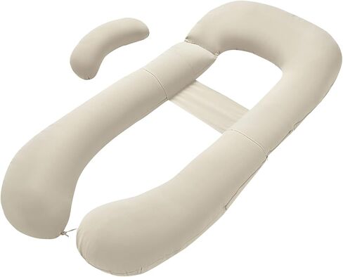 Pregnancy Pillow, Full Body Maternity Pillow with Cover for Pregnant Women Side Sleeping Maternity and Nursing Support - Beige in Saudi Arabia