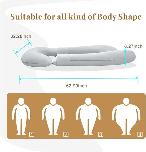 Pregnancy Pillow, Full Body Maternity Pillow with Cover for Pregnant Women Side Sleeping Maternity and Nursing Support - Beige in Saudi Arabia