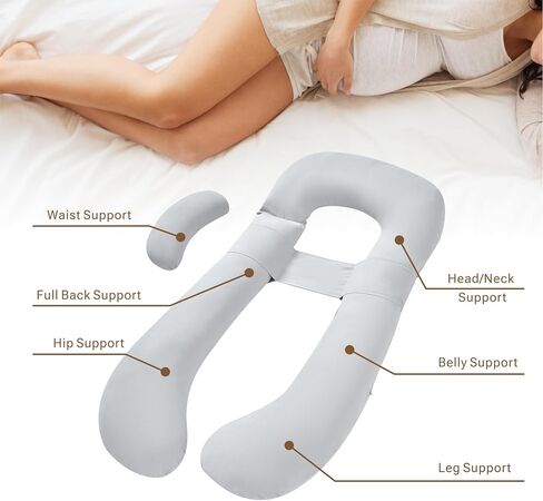 Pregnancy Pillow, Full Body Maternity Pillow with Cover for Pregnant Women Side Sleeping Maternity and Nursing Support - Beige in Saudi Arabia