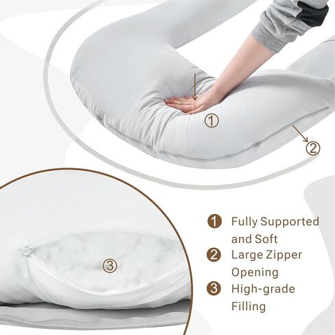 Pregnancy Pillow, Full Body Maternity Pillow with Cover for Pregnant Women Side Sleeping Maternity and Nursing Support - Beige in Saudi Arabia