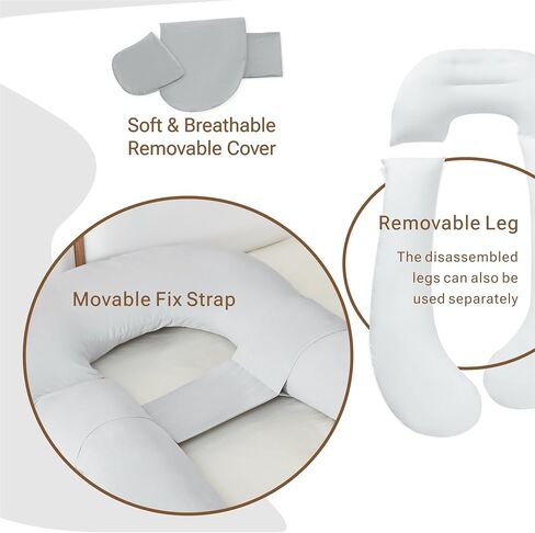 Pregnancy Pillow, Full Body Maternity Pillow with Cover for Pregnant Women Side Sleeping Maternity and Nursing Support - Beige in Saudi Arabia