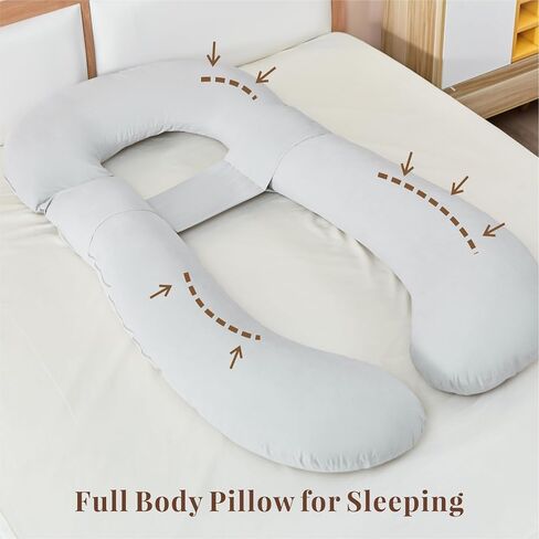 Pregnancy Pillow, Full Body Maternity Pillow with Cover for Pregnant Women Side Sleeping Maternity and Nursing Support - Beige in Saudi Arabia