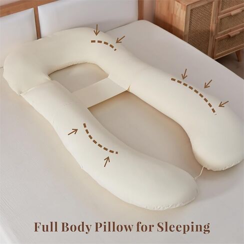 Pregnancy Pillow, Full Body Maternity Pillow with Cover for Pregnant Women Side Sleeping Maternity and Nursing Support - Beige in Saudi Arabia