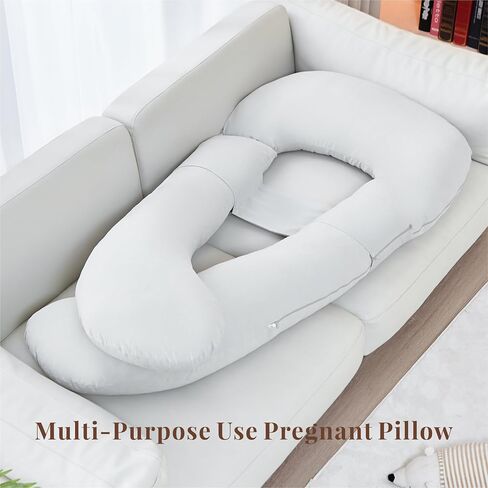 Pregnancy Pillow, Full Body Maternity Pillow with Cover for Pregnant Women Side Sleeping Maternity and Nursing Support - Beige in Saudi Arabia