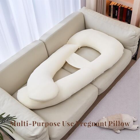 Pregnancy Pillow, Full Body Maternity Pillow with Cover for Pregnant Women Side Sleeping Maternity and Nursing Support - Beige in Saudi Arabia